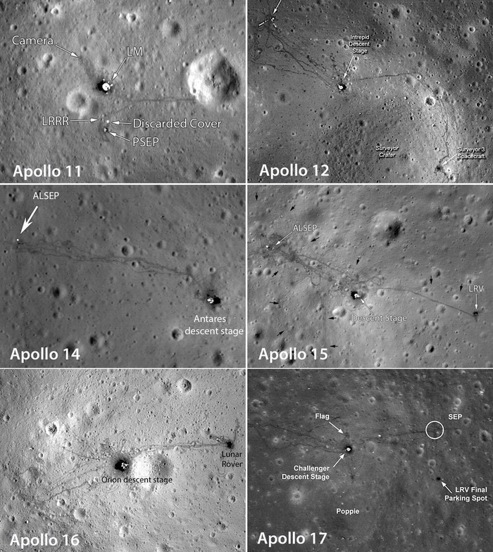 Фото мест посадок аполлонов на луне