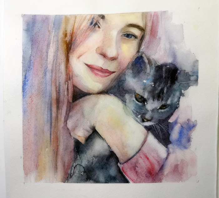 watercolor - My, Watercolor, Painting, Portrait, Drawing, cat