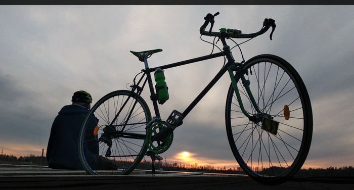 Started the season late - My, Yaroslavl, Sunset, Silhouette, A bike, Lake, Spring, KhVZ, The photo