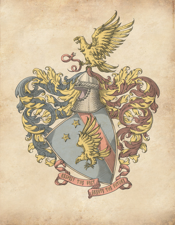 New coat of arms! - My, Coat of arms, Heraldry, Art, Engraving, Vector graphics, Golden eagle, Stars, Shield, Longpost, Stars