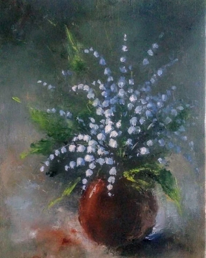 Lilies of the valley - My, Oil painting, Lilies of the valley, Spring