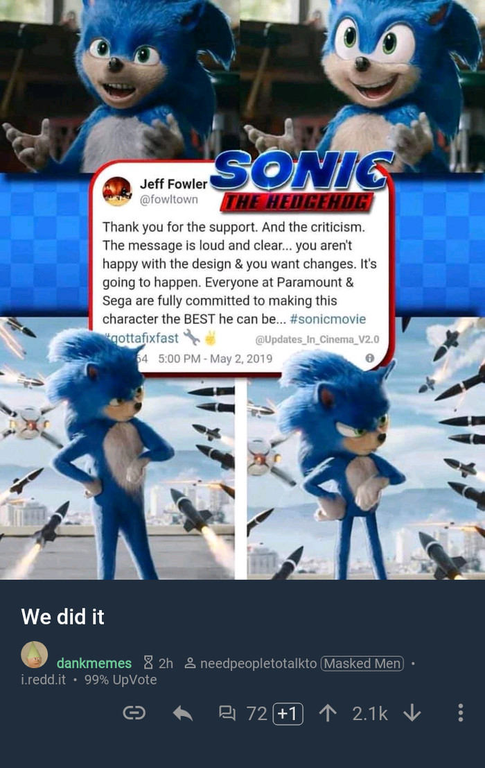 The director of the film Sonic the Movie answered the fans - Sonic the hedgehog, Movies, Fans, Sonic in film