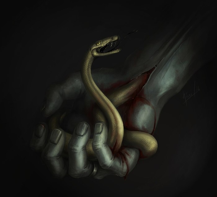 Snakes in the hands or the author's World of Darkness - My, World of darkness, , Vampires, , Snake, Art