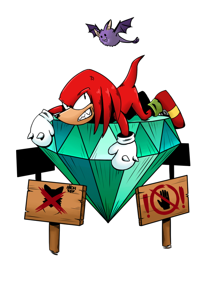 My - My, Sonic the hedgehog, Knuckles, Drawing, Art, Echidna, Emerald, Sonic the Hedgehog, Games