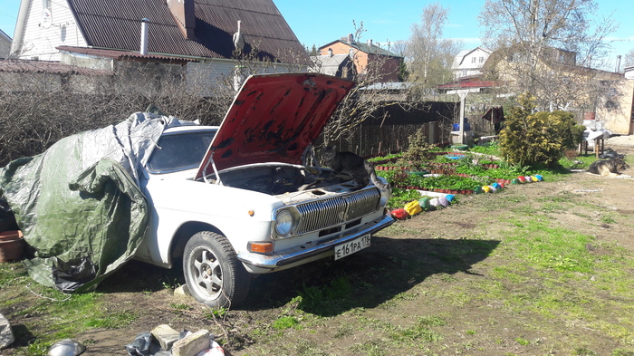 Pulled back the awning after a long time - Gaz-24, Volga, Necromancy, , It's rotten a little, Video, Gaz-24 Volga