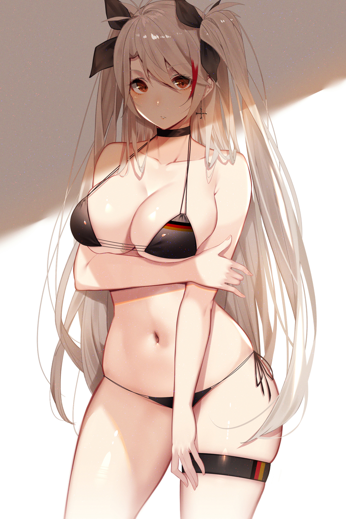 Anime Art - NSFW, Anime art, Anime, Prinz Eugen, Azur lane, Swimsuit, Breast