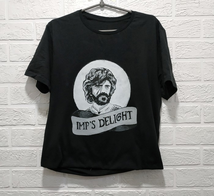 T-shirt painting, Tyrion Lannister - My, Game of Thrones, Tyrion Lannister, Acrylic, Handmade, Painting on fabric, With your own hands, T-shirt