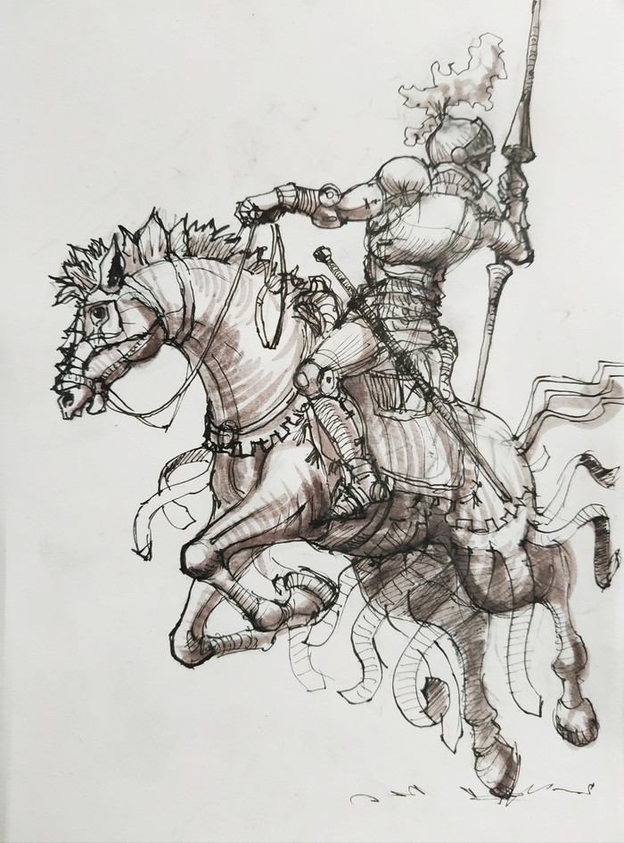 Knight - My, Knight, Horses, Rider, Graphics, Drawing