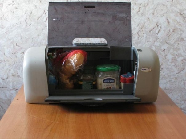 When it broke, but it's a pity to throw it away - bread box, a printer