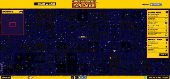 The world's largest Pac-Man in the browser - Pac-man, Browser games, Online Games, Arcade, GIF, Longpost, Arcade games