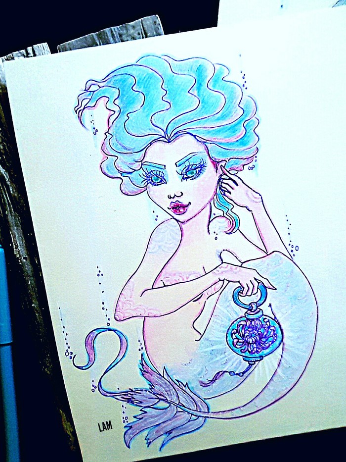 Mermay2019 - My, Mermay2019, Mermay, Anime art, Illustrations, Challenge, Art therapy, Faber Castell