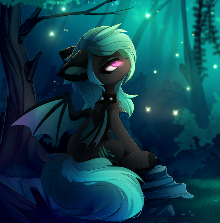 Fireflies My Little Pony, Ponyart, Batpony, Original Character, Magnaluna