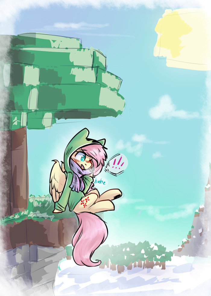 Hehe - My little pony, Fluttershy, Crossover, Minecraft, Creeper