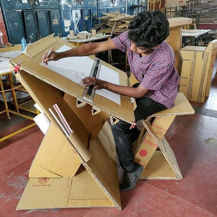 When engineer is not a job, but a vocation - The photo, Interesting, Cardboard, Engineer, Optimization, Workplace, Resourcefulness