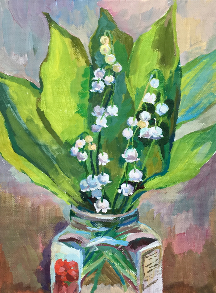 Lilies of the valley - My, Lilies of the valley, Tempera, Bouquet, Luboff00, Flowers, Drawing