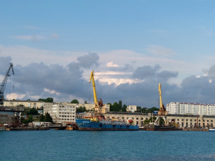 Sevastopol, Swan Bay - My, Sevastopol, Sea, Ship, Industrial zone, Bay, Crimea, The photo