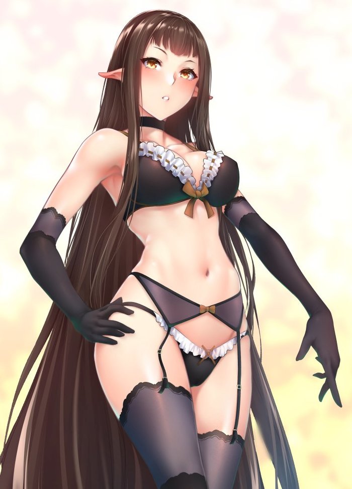 Anime art - NSFW, Anime Art, Semiramis, Fate Apocrypha, Чулки, Нижнее белье, Грудь, Аниме