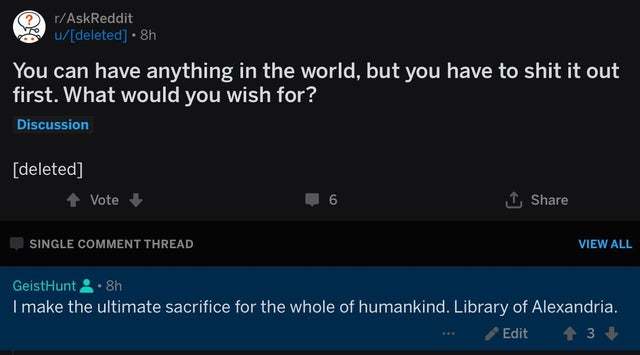 Sacrifice for humanity - Humor, Screenshot, Comments, Reddit