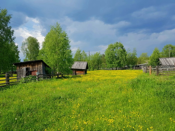 Деревня - Моё, Деревня, Природа, Пермский край, Закат, Перед грозой, Лето, Длиннопост