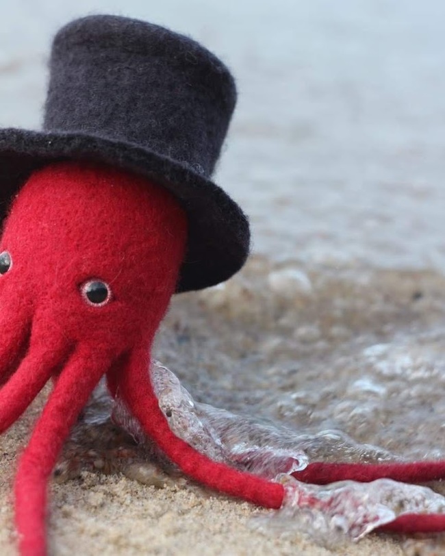 Sea animals. Author's toys in the technique of wet felting. - My, Dry felting, Wallow, Handmade, Author's toy, Marine life, Octopus, Crab, Longpost