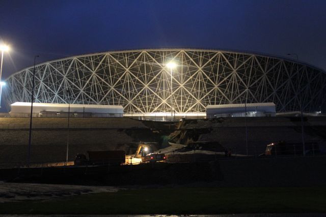 The slope near the Volgograd Arena floated again! - Volgograd, Stadium, Swam