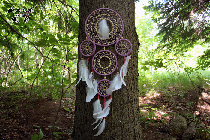 Dreamcatcher Lilac, 84 cm - My, Dreamcatcher, Amulet, Longpost, Needlework without process