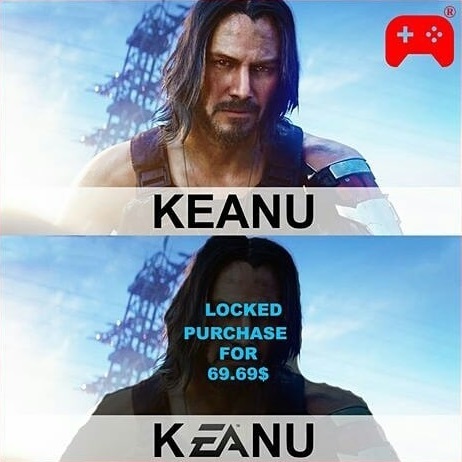 «EA» version :) - Keanu Reeves, , Cyberpunk 2077, EA Games, Picture with text, Games, Computer games, Johnny Silverhand