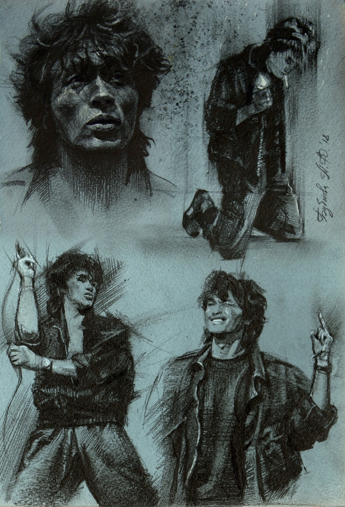 Regular sketches with Tsoi - My, Anna Bubnova, KINO Group, Viktor Tsoi, Sketch, Celebrities, Pencil drawing, Longpost, Drawing, Musicians