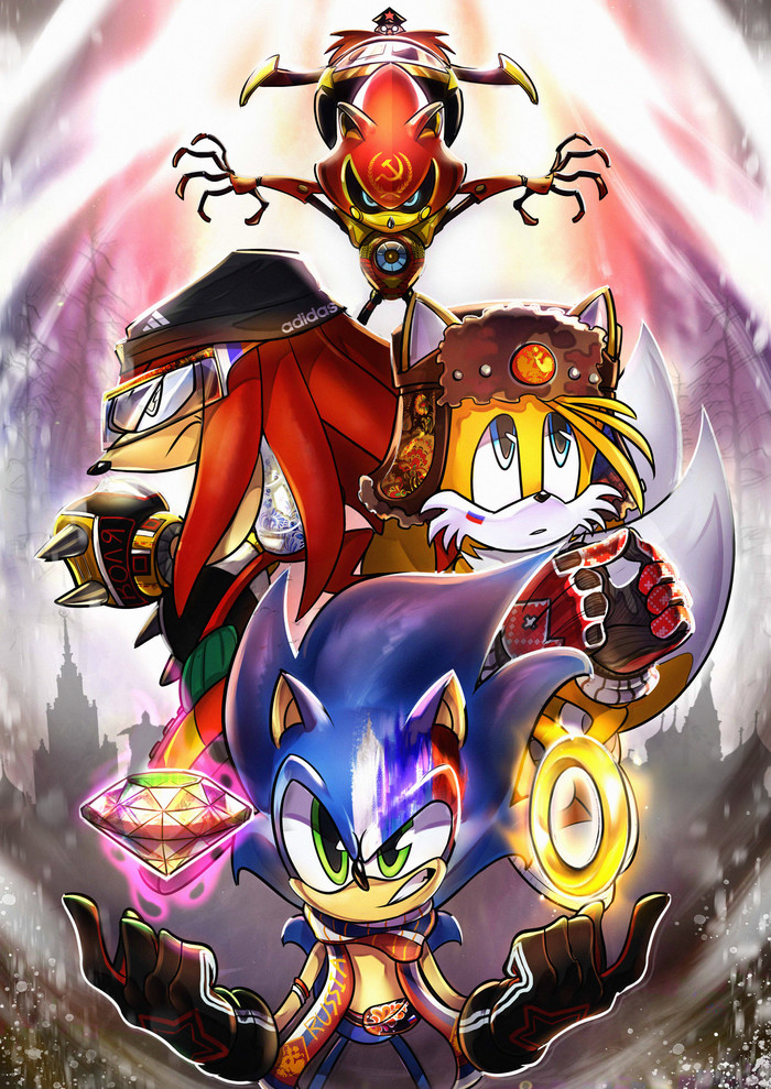 Sonic in Russia - Art, Russia, Sonic the hedgehog, Miles Tails Prower, Knuckles the Echidna, , Dr. Eggman