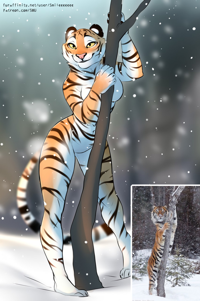 Tigress - Фурри, Furry Art, Furry Feline, Furry Tiger, Тигр, Furry Edge, Рисунок, Smileeeeeee