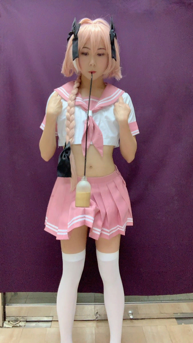 Tapioca challenge - Cosplay, Its a trap!, Astolfo, Bubble tea Challenge, Fate apocrypha, Trap IRL, Longpost