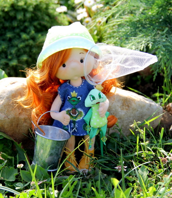 Summer is! - My, Doll, Needlework without process, Summer, Textile doll, Longpost, Video