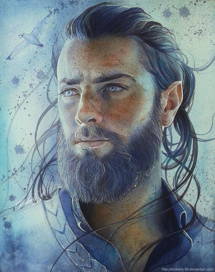Cirdan the Shipwright - Sindar, Elves, Middle earth, The silmarillion, Art, Drawing, Portrait, 