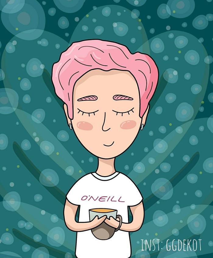 My new portrait - My, Doodle, Girl, Pink hair, Illustrator