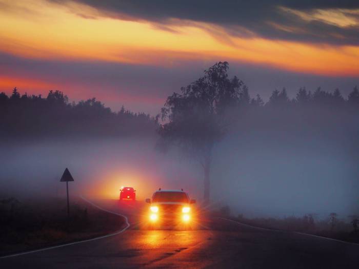 Through the fog - My, The photo, Fog, Landscape, Sunset, Olympus