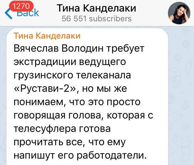 I don't get it, who is it about? - Telegram, Screenshot, Tina Kandelaki, Volodin, Georgia, Giorgi Gabunia, , Politics, Viacheslav Volodin