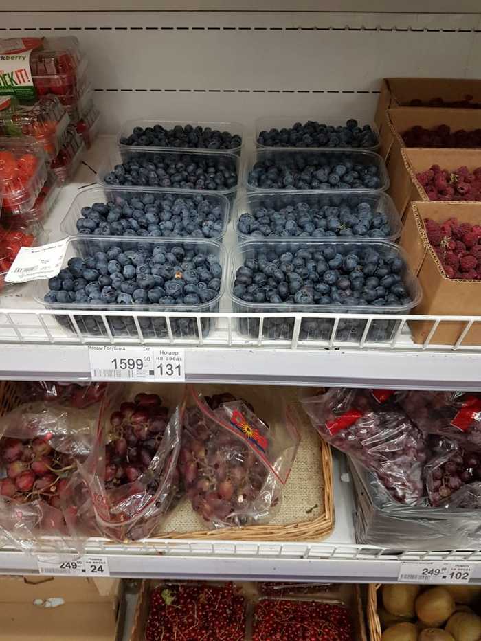 Berries at the crossroads - My, Raspberries, Blueberry, Berries, Prices, Longpost, Supermarket Perekrestok