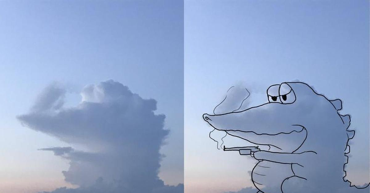 З видели. Облака в виде животных рисунки. Облако похожее на крокодила. Облако в виде крокодила. Иллюзия облака.