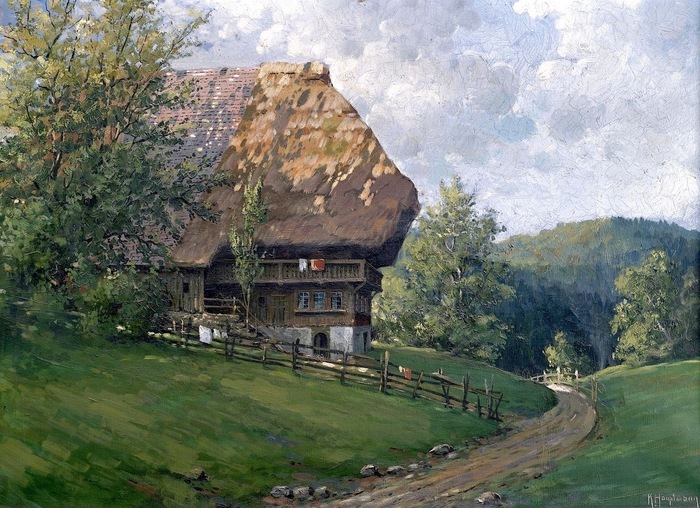 Karl Hauptmann Farm in a summer landscape in the Black Forest - Painting, Art, Farm, Summer, Black Forest, Landscape