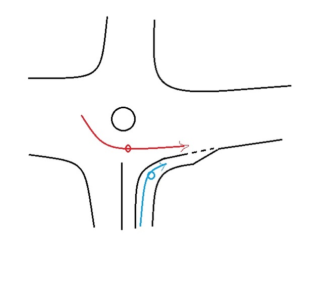 Круговое движение и полоса разгона. - Моё, Без рейтинга, ПДД, Круговое движение, Чайник