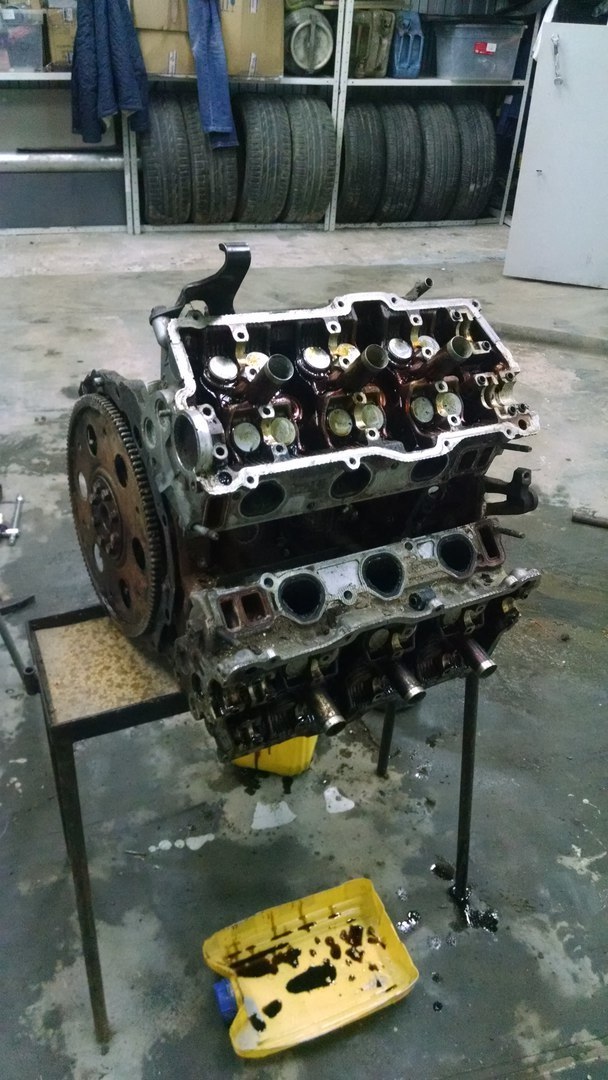 V6 engine table - My, Needlework with process, Engine, Table, Garage, Toyota, Video, Longpost