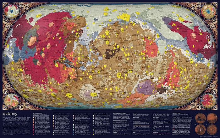 Amazing astronomical maps in vintage style - NASA, Longpost, Astronomy, Mars, Mercury, moon, Star Map