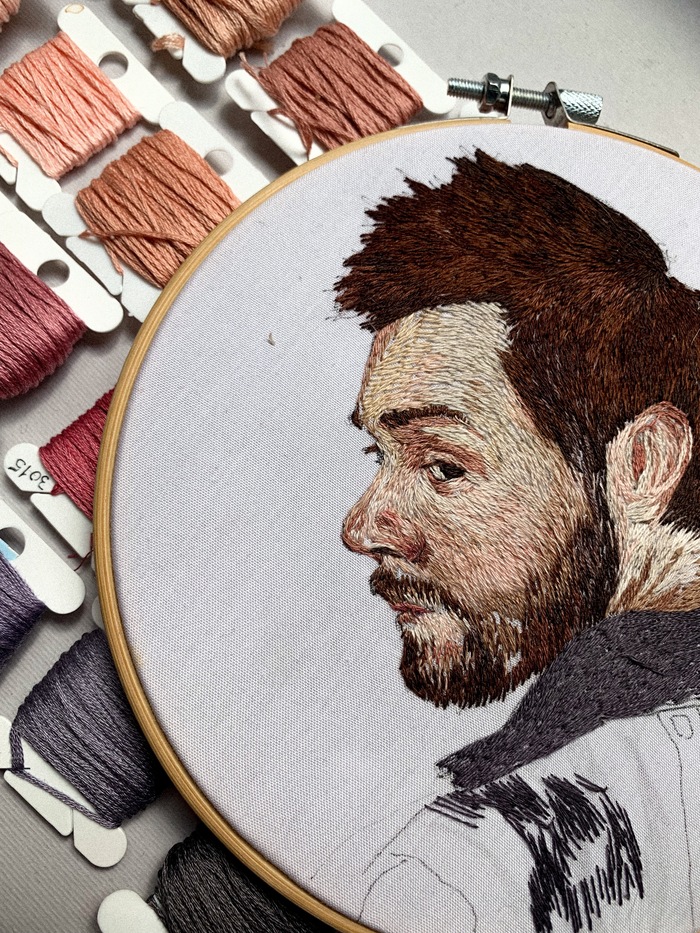 satin stitch portrait - My, Kasabian, Satin stitch embroidery, Portrait, Longpost