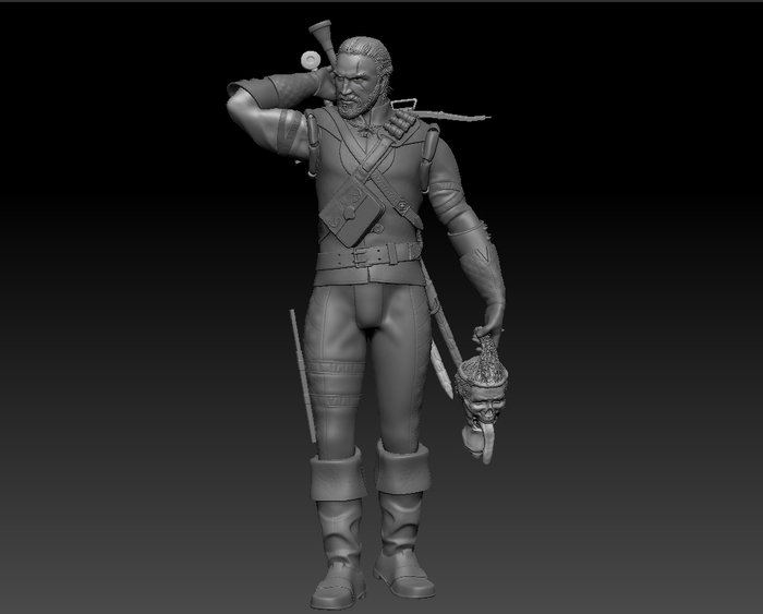 Geralt of Rivia. - My, Zbrush, 3D model, Author's toy, Witcher, Geralt of Rivia, 3D modeling, Longpost, Video