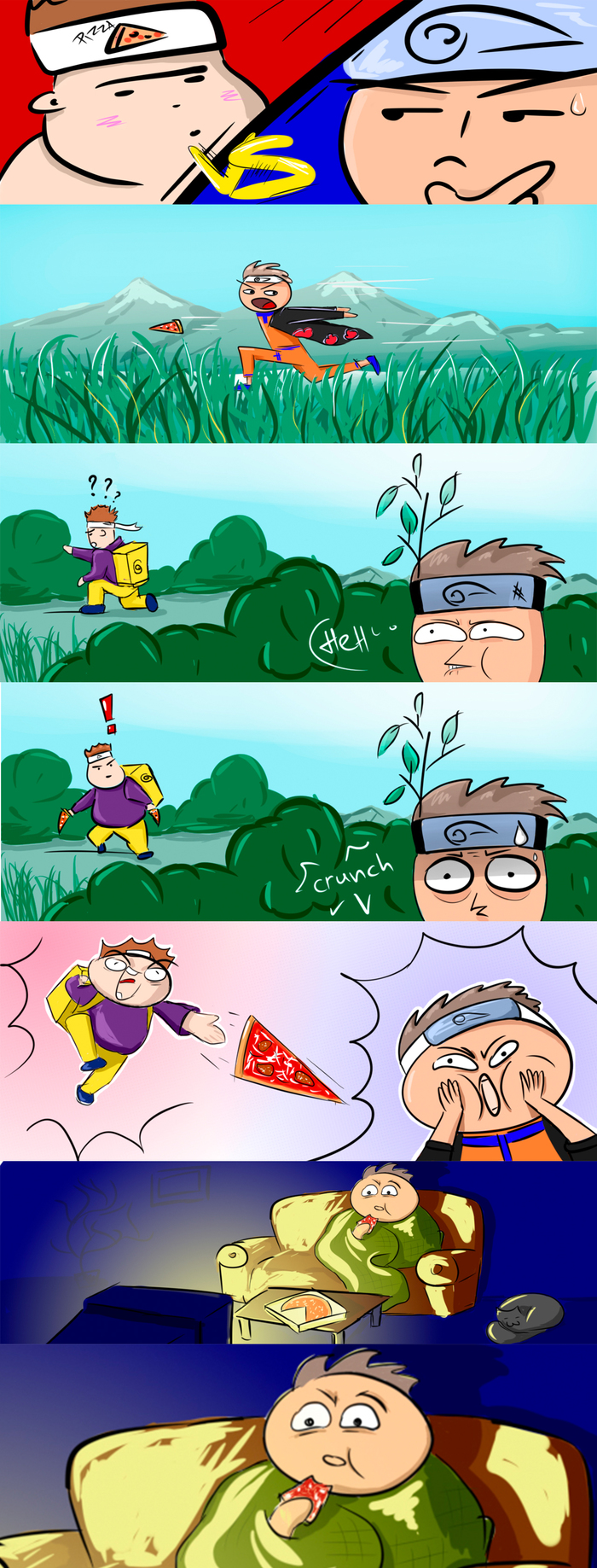 What the..? - Longpost, Comics, Paparazzi, Naruto, Anime art, Pizza, My