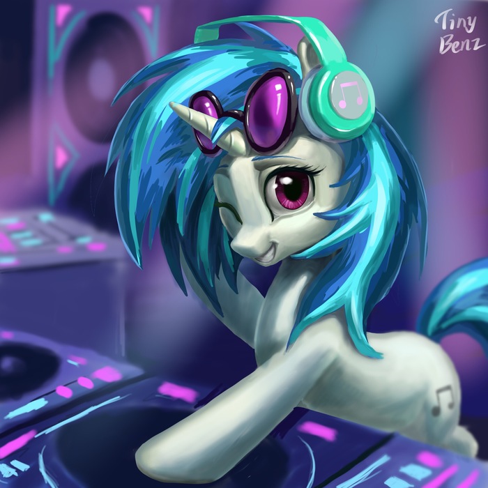 DJ-Pon3 music party - My little pony, PonyArt, Vinyl scratch, Tinybenz