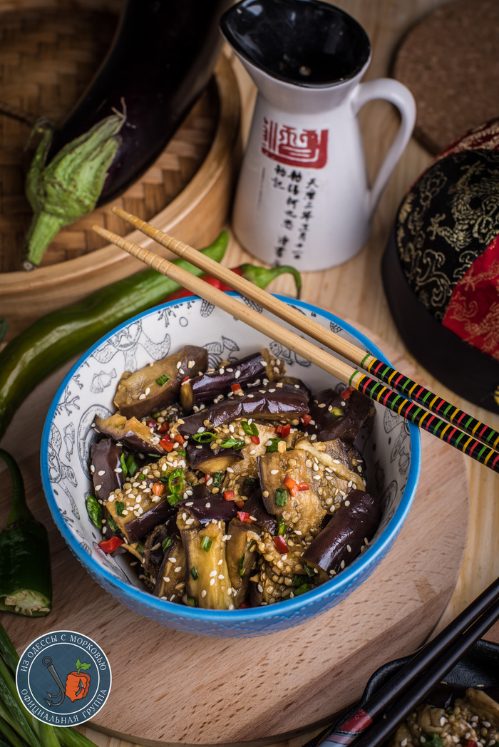 Eggplant with traditional Korean dressing. - My, From Odessa with carrots, Cooking, Food, Recipe, The photo, Longpost, Eggplant