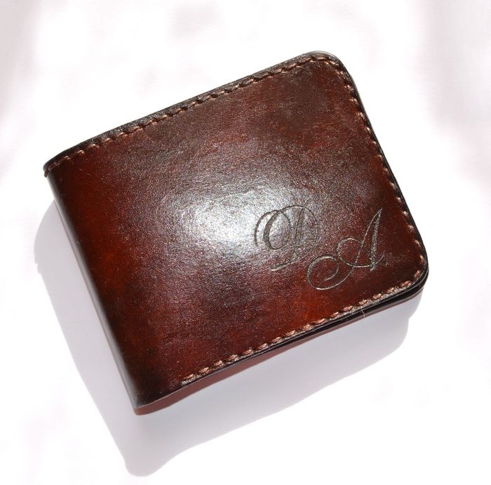 Simple wallet with engraving - Longpost, My, Needlework without process, Handmade, Leather, Leather products, Laser engraving