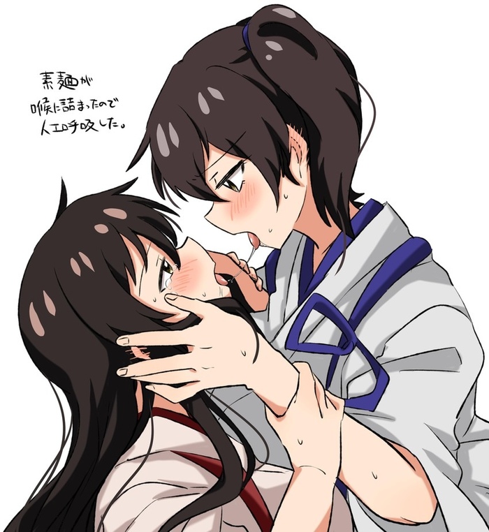 Akagi & Kaga - NSFW, Kantai Collection, Akagi, Kaga, Yuri, Anime Art, Аниме, Арт, Поцелуй