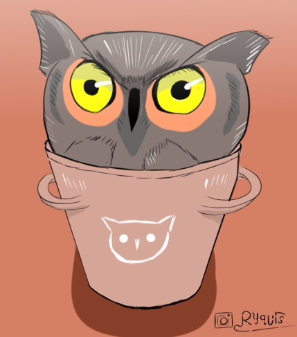 Owl in a pot - My, Art, Owl